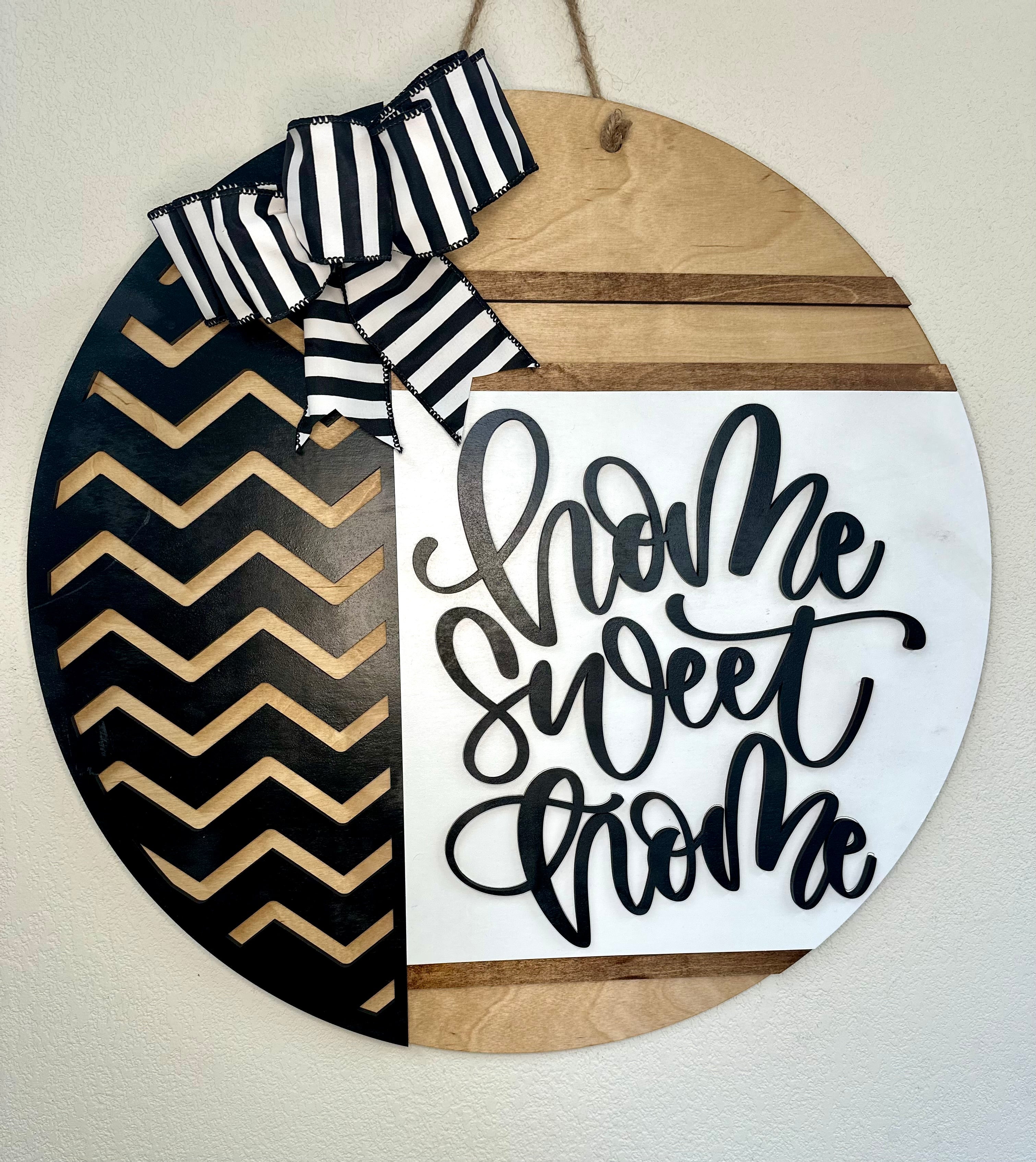 Home Sweet Home Door Hanger | Chevron Side | Modern