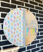 Load image into Gallery viewer, 22" Hello Peeps | Easter | Door Hanger

