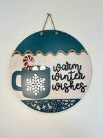 Load image into Gallery viewer, Warm Winter Wishes Hot Chocolate Door Hanger | Winter
