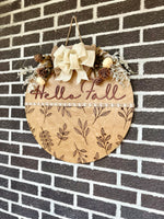 Load image into Gallery viewer, 22&quot; Hello Fall Door Hanger | Engraved Branch Bottom
