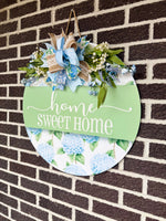 Load image into Gallery viewer, Home Sweet Home Door Hanger | Hydrangea Flowers
