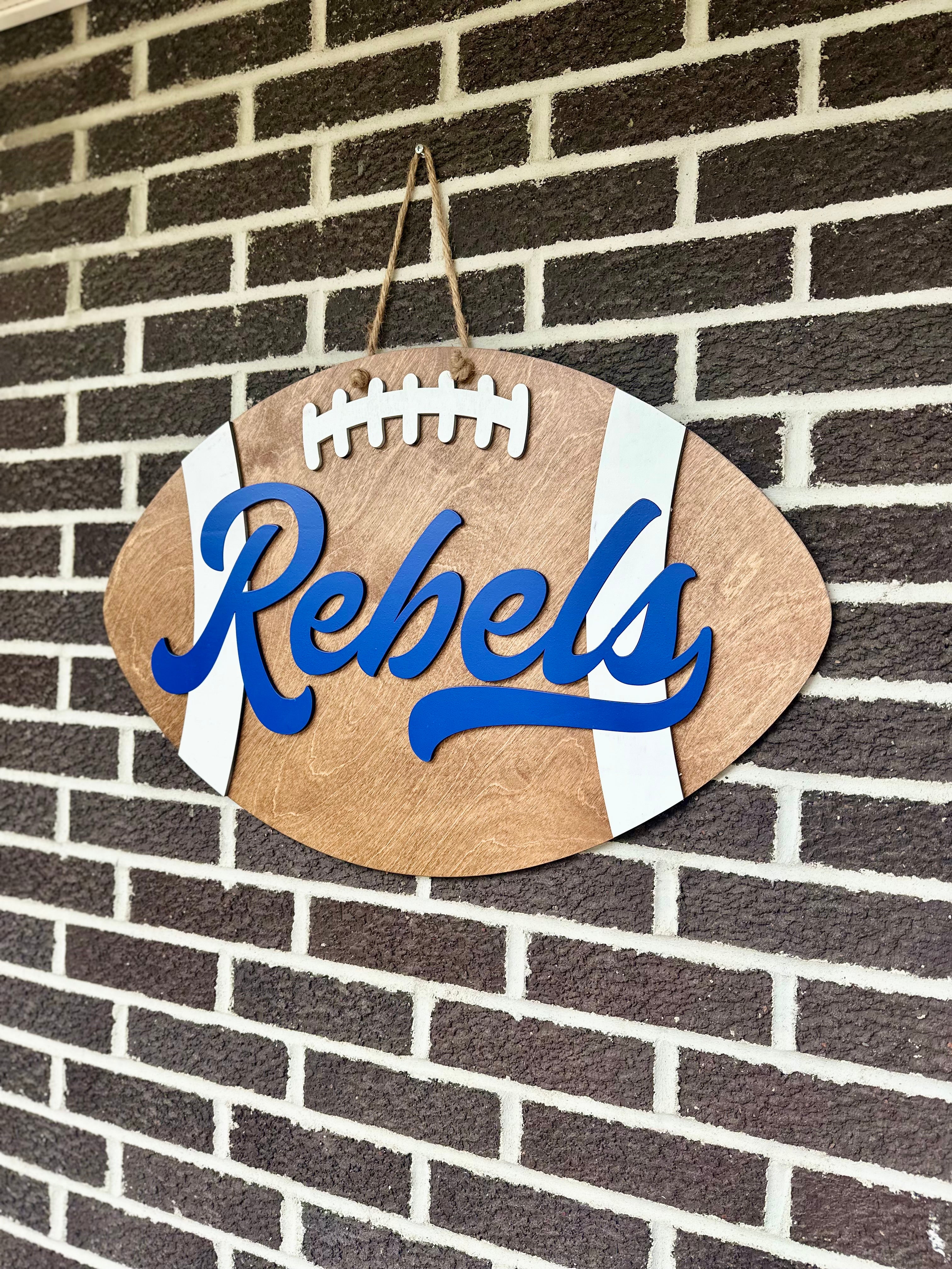 22" Rebels Football Door Hanger
