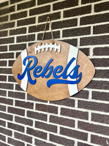 22" Rebels Football Door Hanger