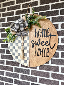 Home Sweet home Door Hanger | Checkered | Rustic