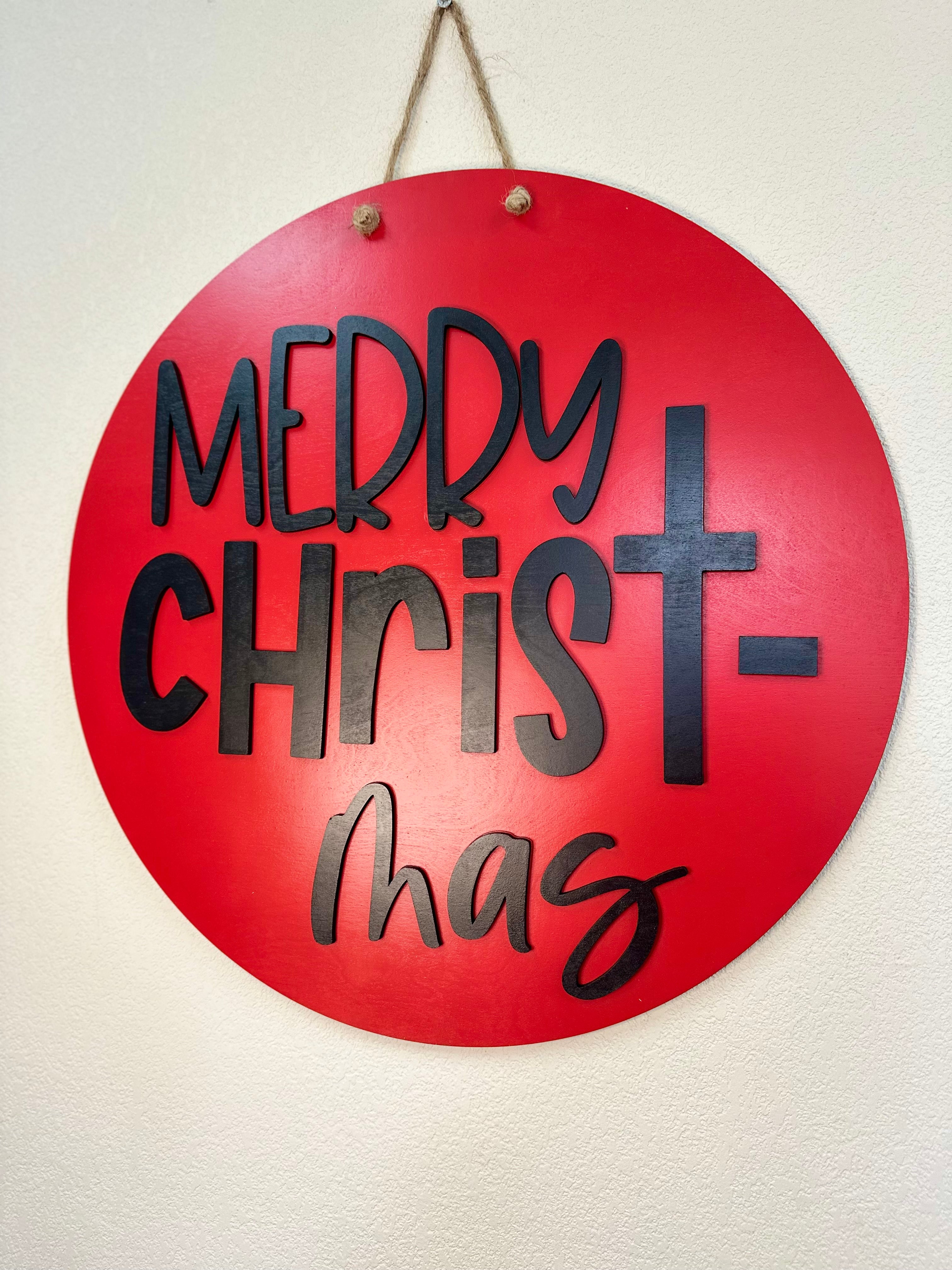 Merry Crist-mas Door Hanger | Red