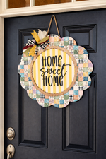 Load image into Gallery viewer, Home Sweet Home | Scalloped Door Hanger | Quilted Patch
