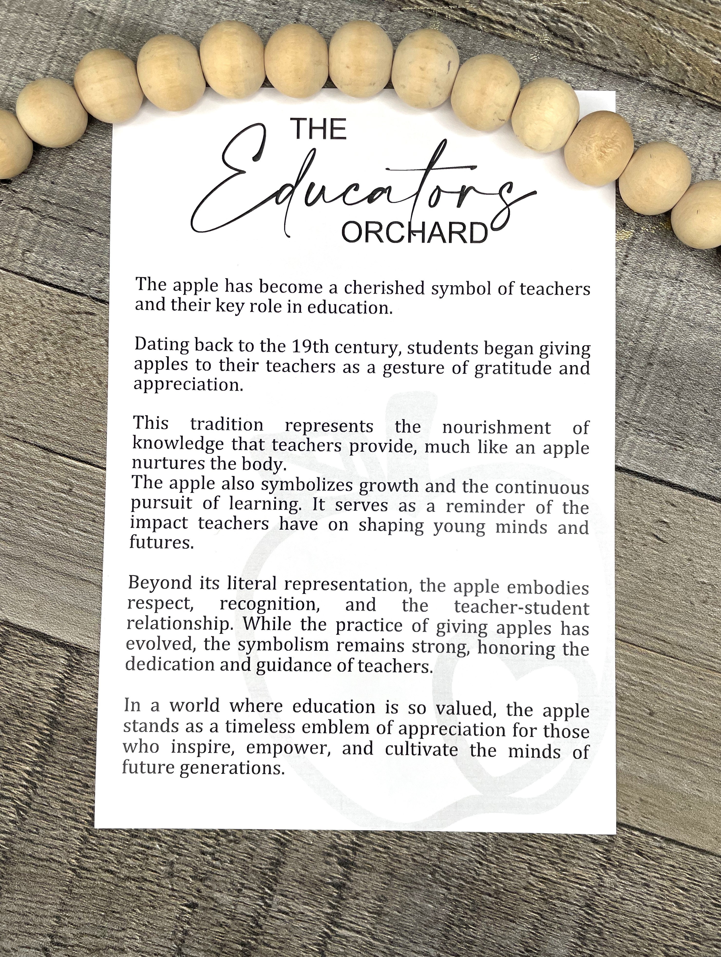 The Educators Orchard | Teacher | Apple | Story Card | Ornament