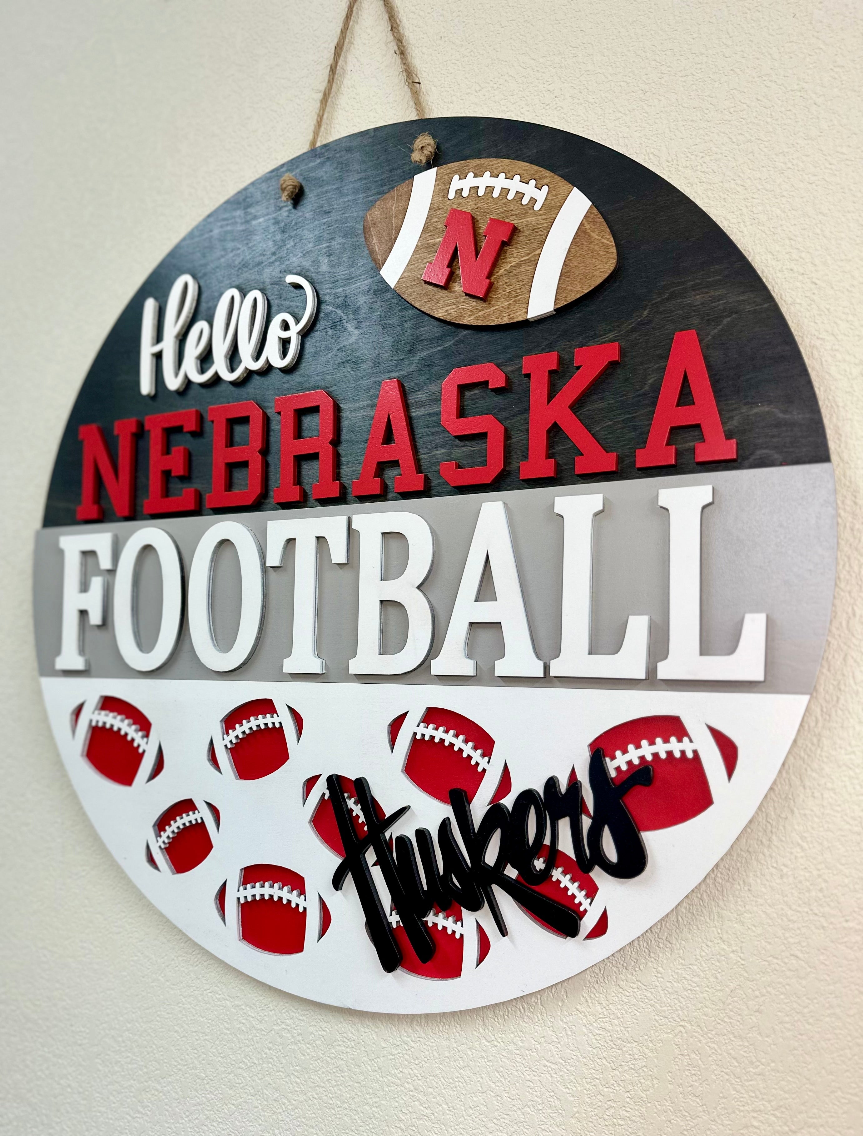 Hello (team) Football Door Hanger | Personalized | Custom