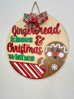 Load image into Gallery viewer, 22&quot; Gingerbread Kisses &amp; Christmas Wishes | Door Hanger
