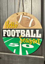 Load image into Gallery viewer, Hello Football Season Door Hanger | Field Bottom
