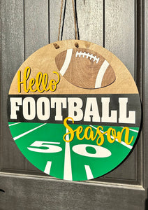 Hello Football Season Door Hanger | Field Bottom