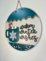 Load image into Gallery viewer, Warm Winter Wishes Hot Chocolate Door Hanger | Winter
