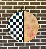 Load image into Gallery viewer, Hi | Checkered | Door Hanger
