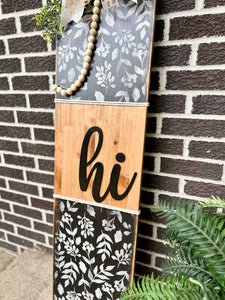 Floral Hi Porch Leaner | Black & White