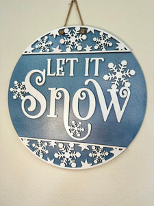 Let It Snow Doorhanger | Snowflake | Blue Glitter