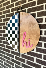 Load image into Gallery viewer, Hi | Checkered | Door Hanger
