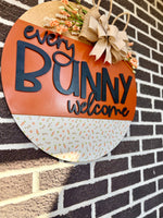 Load image into Gallery viewer, 22" Every Bunny Welcome | Orange | Carrot | Bunny Ears | Spring | Easter | Door Hanger
