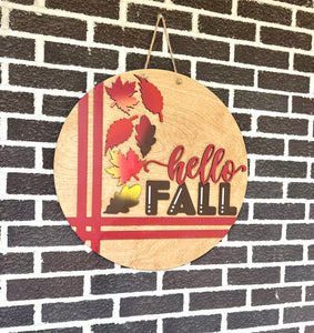 Hello Fall Door Hanger | Leaves