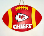 Load image into Gallery viewer, KC Chiefs Football Shaped Door Hanger
