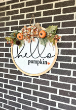 Load image into Gallery viewer, 22&quot; Hello Pumpkin Door Hanger | Framed
