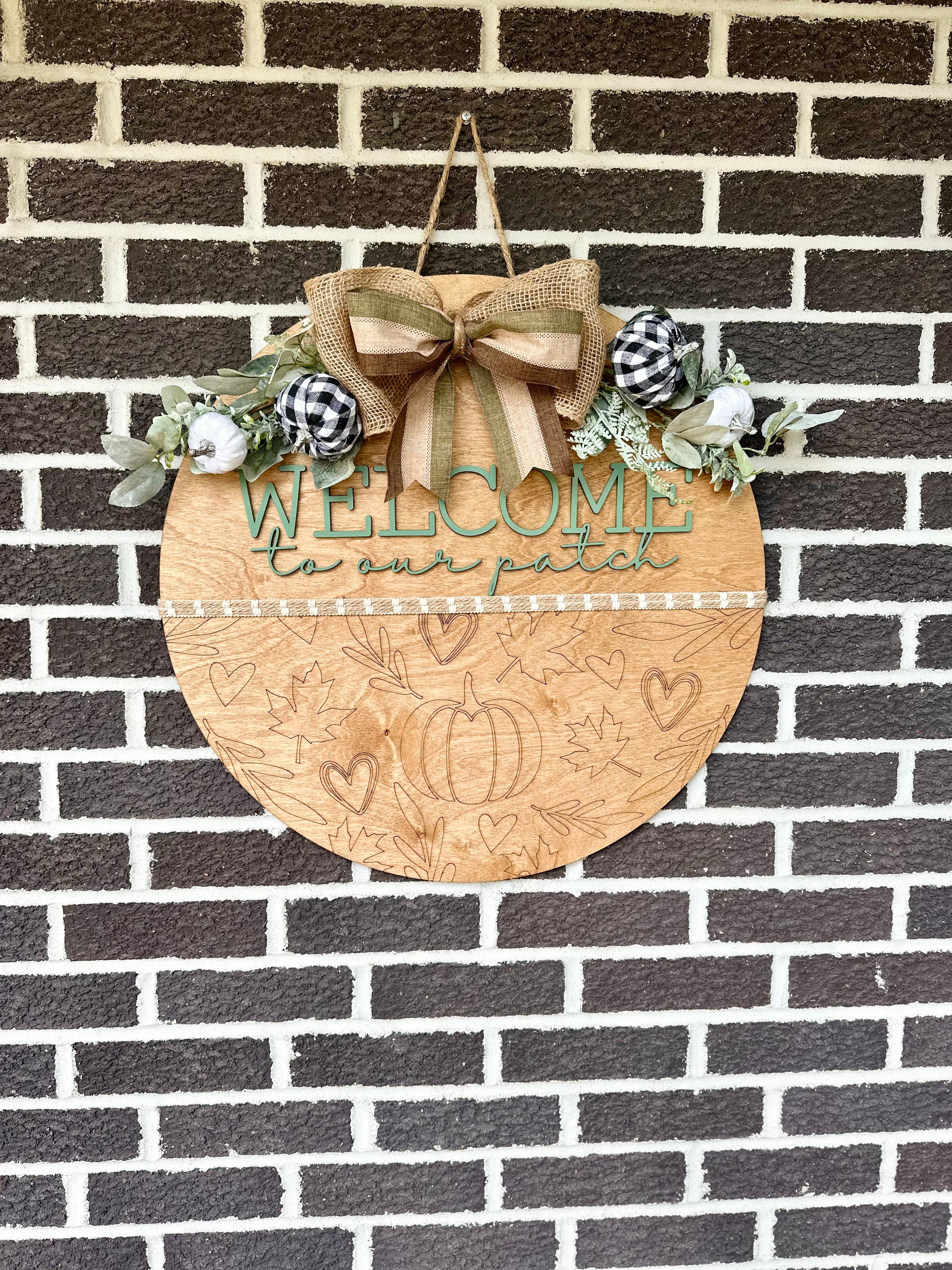 22" Welcome To Our Patch Door Hanger | Fall