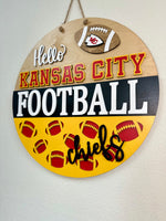 Load image into Gallery viewer, Hello (team) Football Door Hanger | Personalized | Custom
