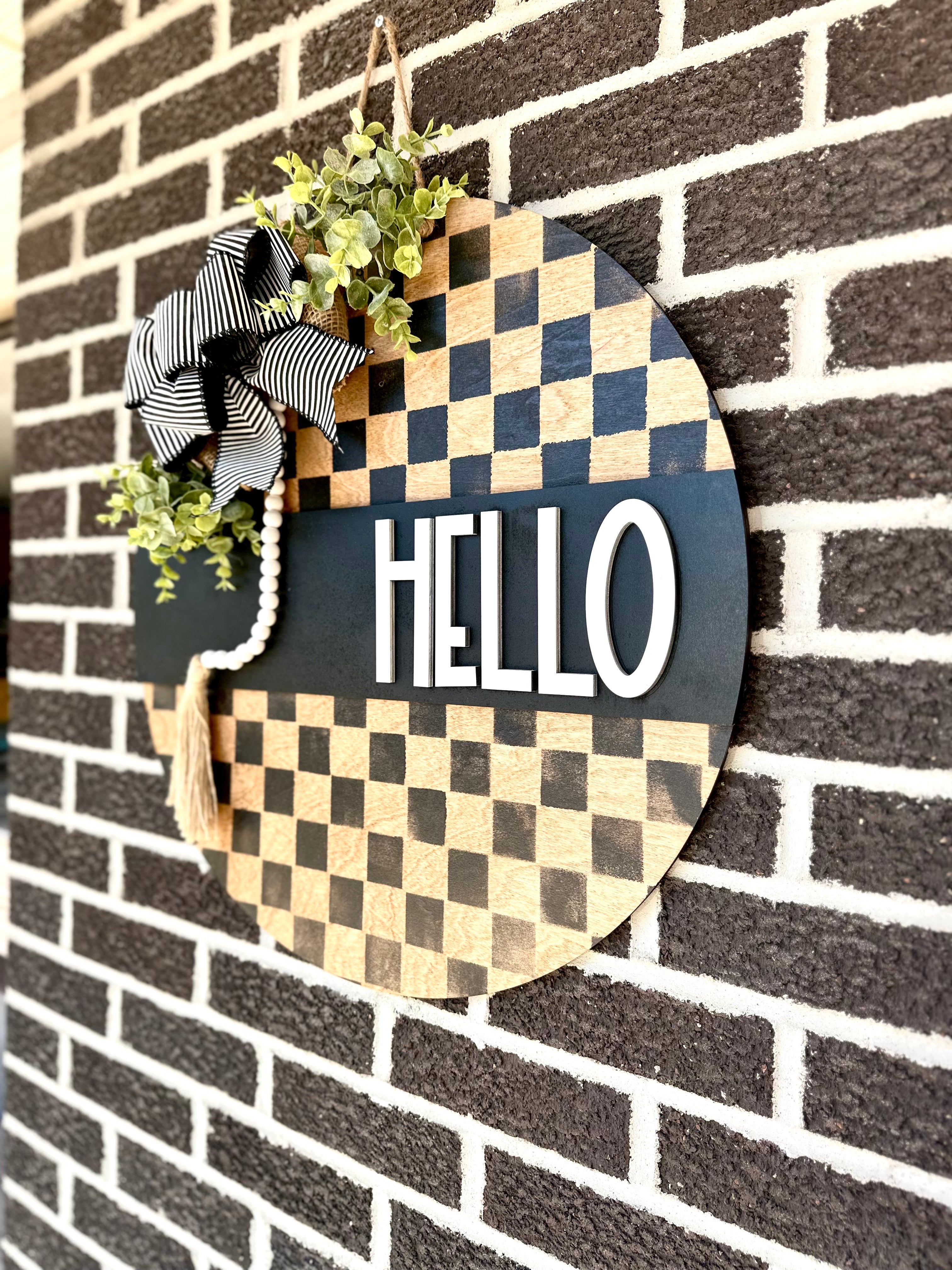 22" Hello | Checkered | Modern | Beads