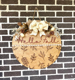 Load image into Gallery viewer, 22&quot; Hello Fall Door Hanger | Engraved Branch Bottom

