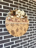 Load image into Gallery viewer, 22&quot; Hello Fall Door Hanger | Engraved Branch Bottom

