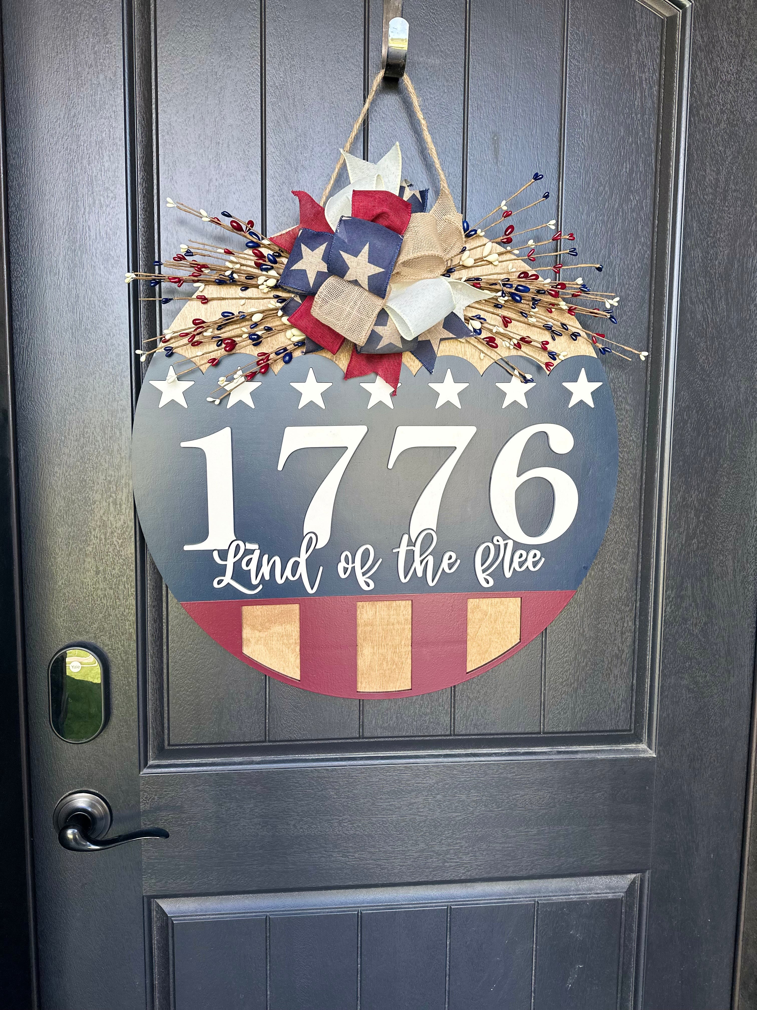 1776 Land of The Free | Patriotic | Door Hanger