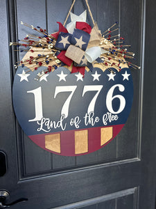 1776 Land of The Free | Patriotic | Door Hanger