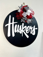 Load image into Gallery viewer, Huskers Door Hanger | Red | Black
