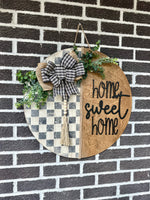 Load image into Gallery viewer, Home Sweet home Door Hanger | Checkered | Rustic
