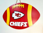 Load image into Gallery viewer, KC Chiefs Football Shaped Door Hanger
