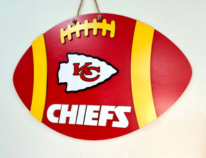 KC Chiefs Football Shaped Door Hanger