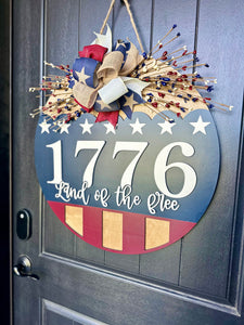 1776 Land of The Free | Patriotic | Door Hanger