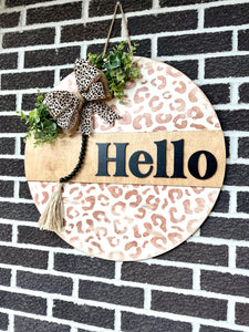 22” Leopard Print Hello Door Hanger | Beads