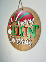 Load image into Gallery viewer, Merry Elfin&#39; Christmas Door Hanger
