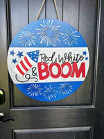 Load image into Gallery viewer, Red White &amp; Boom | Door Hanger
