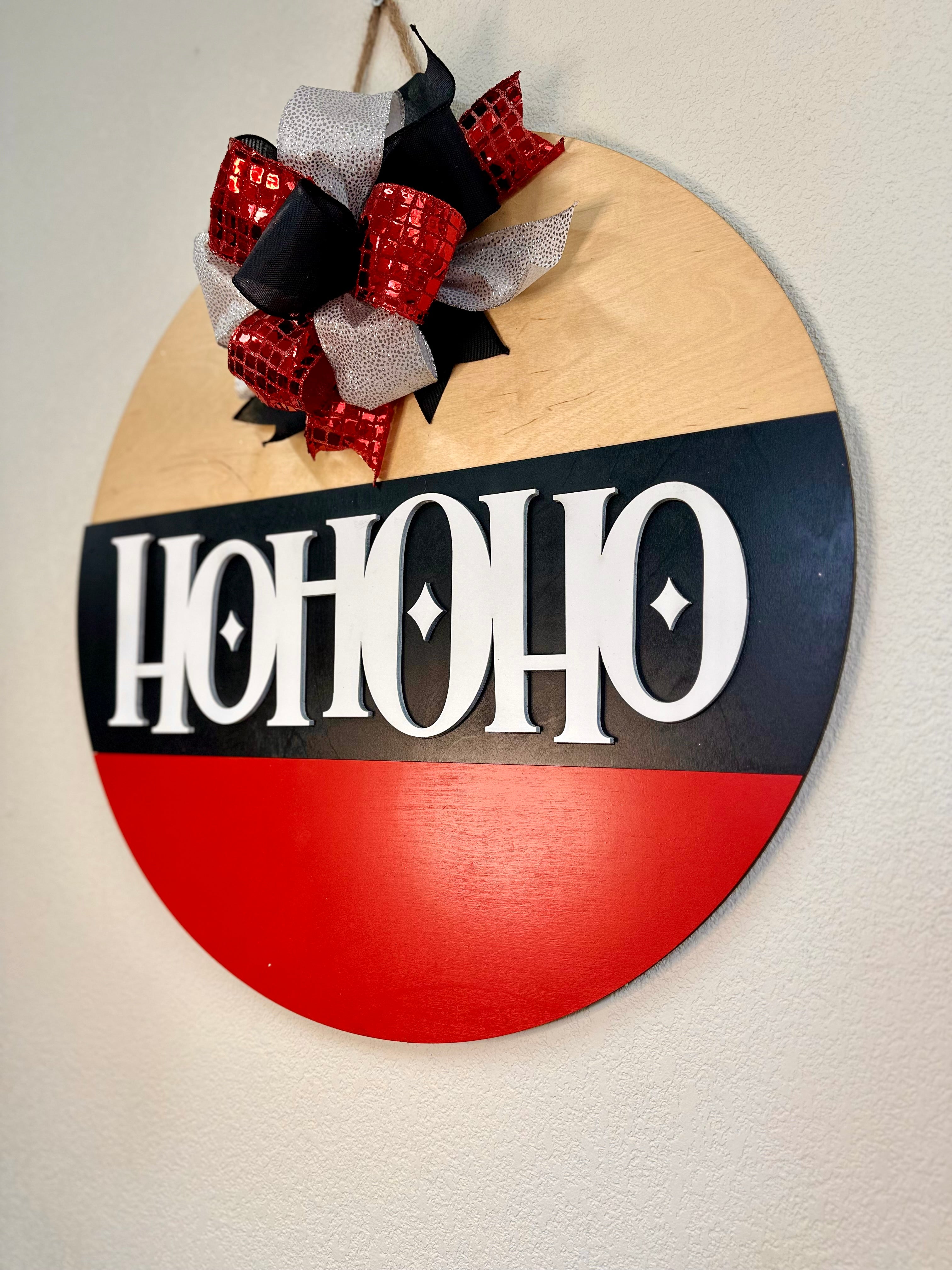 HOHOHO Door Hanger | Christmas | Santa | Bow