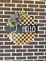Load image into Gallery viewer, 22&quot; Hello | Checkered | Modern | Beads
