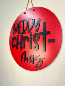 Merry Crist-mas Door Hanger | Red