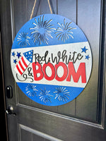 Load image into Gallery viewer, Red White &amp; Boom | Door Hanger
