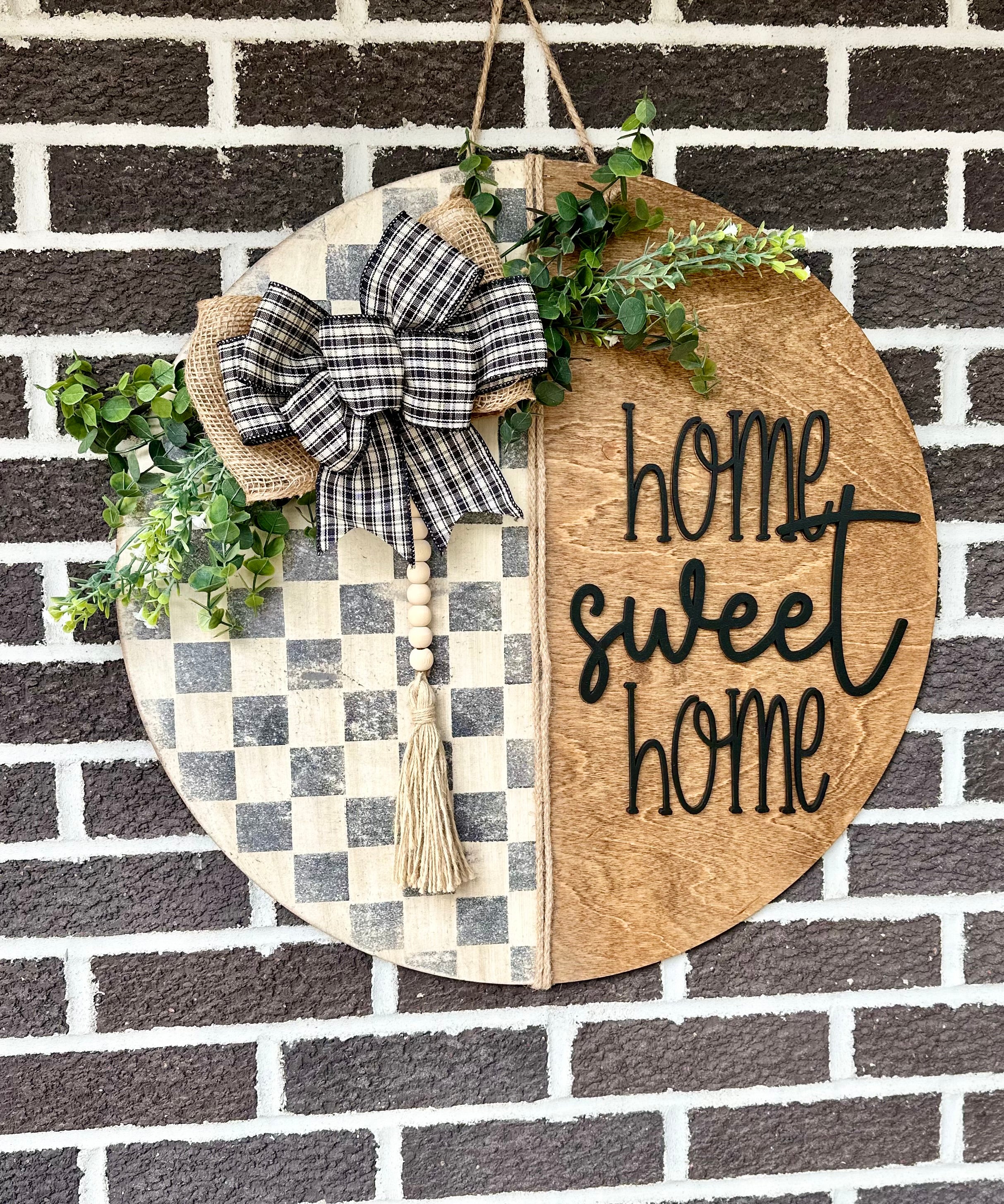 Home Sweet home Door Hanger | Checkered | Rustic