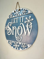 Load image into Gallery viewer, Let It Snow Doorhanger | Snowflake | Blue Glitter
