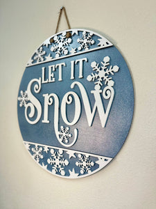 Let It Snow Doorhanger | Snowflake | Blue Glitter