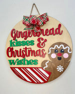 Load image into Gallery viewer, 22&quot; Gingerbread Kisses &amp; Christmas Wishes | Door Hanger
