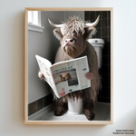 Load image into Gallery viewer, Highland Cow Newspaper Toilet | Canvas Print
