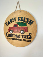 Load image into Gallery viewer, Farm Fresh Christmas Trees Door Hanger | Red Truck
