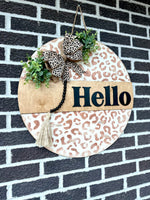Load image into Gallery viewer, 22” Leopard Print Hello Door Hanger | Beads
